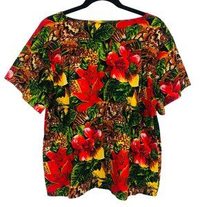 Homemade Tropical Tiger & Lily All Over Print Top M Short Sleeve Maximalist Bold